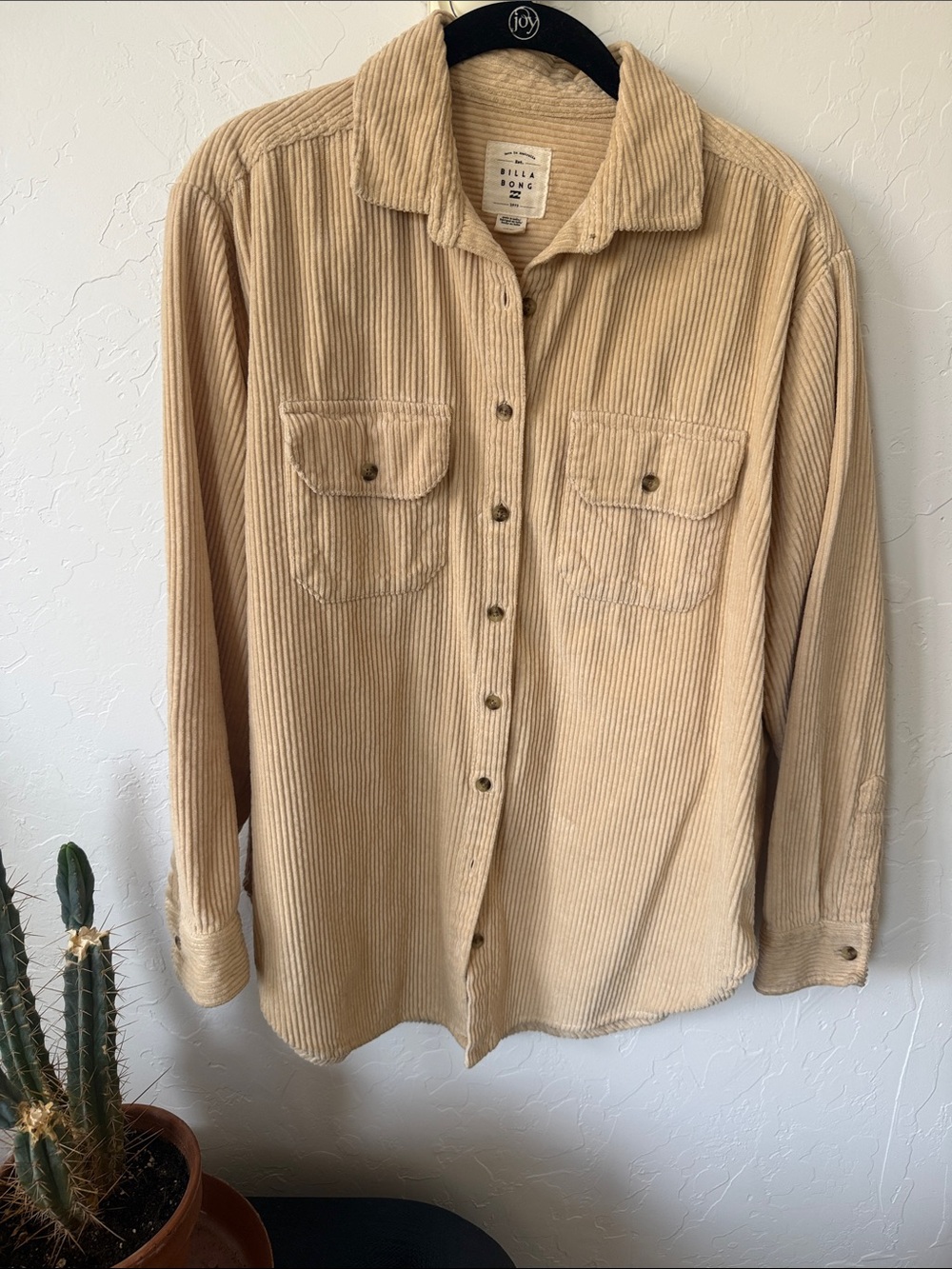 Billabong Beige Corduroy Button-Down Shirt